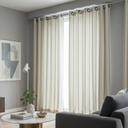 Ver imagem 2 de Cortina Linho Flamê Bege Listrado Marrom 5,00x2,50 com Ilhós Preto