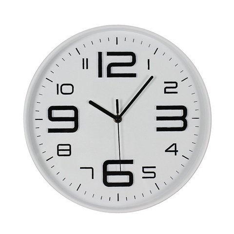 Relógio de Parede Analógico em Acrílico 29x29cm Branco e Preto Evolux