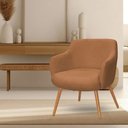 Ver imagem 1 de Poltrona Decorativa Jade Pés Palito Castanho Bouclé Terracota - Nexta Casa