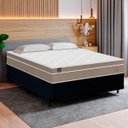 Ver imagem 2 de Cama Box Baú Casal Bipartido Suede + Colchão Lis Molas Ensacadas Plumatex 138x188x64cm Cor:preto