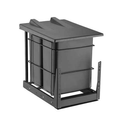 Cesto Lixo Lixeira Dupla Preta 40L Deslizante Embutir Trilho