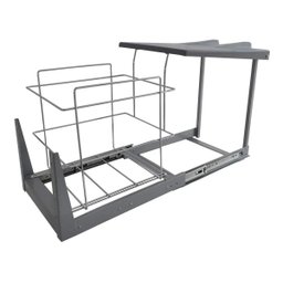 Cesto Lixo Lixeira Dupla Preta 40L Deslizante Embutir Trilho - 4