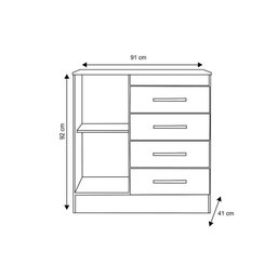 Cômoda de Quarto Montevideu 1 Porta e 4 Gavetas Ébano - Demóbile - 3