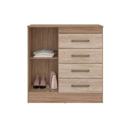 Cômoda de Quarto Montevideu 1 Porta e 4 Gavetas Ébano - Demóbile - 4