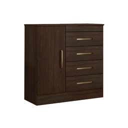 Cômoda de Quarto Montevideu 1 Porta e 4 Gavetas Ébano - Demóbile - 1