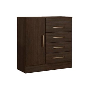 Cômoda de Quarto Montevideu 1 Porta e 4 Gavetas Ébano - Demóbile