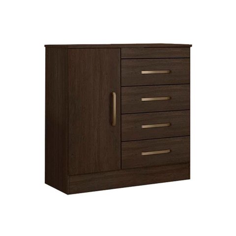 Cômoda de Quarto Montevideu 1 Porta e 4 Gavetas Ébano - Demóbile