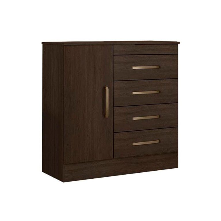 Cômoda de Quarto Montevideu 1 Porta e 4 Gavetas Ébano - Demóbile Cômoda de Quarto Montevideu 1 Porta e 4 Gavetas Ébano - Demóbile