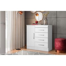 Cômoda de Quarto Montevideu 1 Porta e 4 Gavetas Ébano - Demóbile - 5