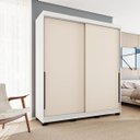 Ver imagem 1 de Roupeiro Solteiro Madri 2 Portas 2 Gavetas 177x213cm Creme/Branco 250703
