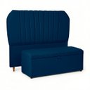 Ver imagem 1 de Conjunto de Cabeceira e Recamier Baú Elegante para Cama de Casal 140 Hera Linho