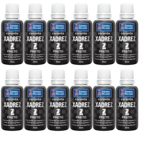 Corante Líquido Xadrez Sherwin Williams 50ml 12 Peças Preto