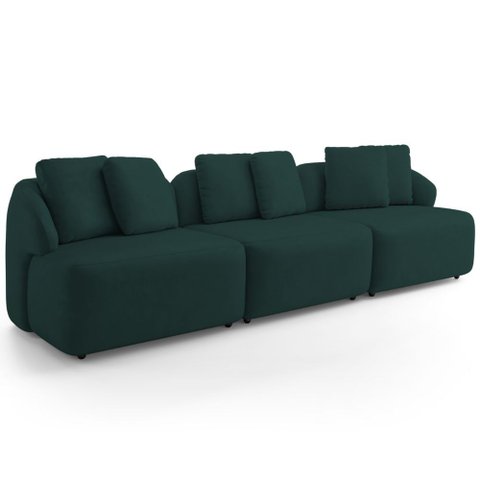 Sofá 4 Lugares para Sala de Estar Living 294cm Arlo F04 Veludo Verde Tc-12015 - Lyam Decor