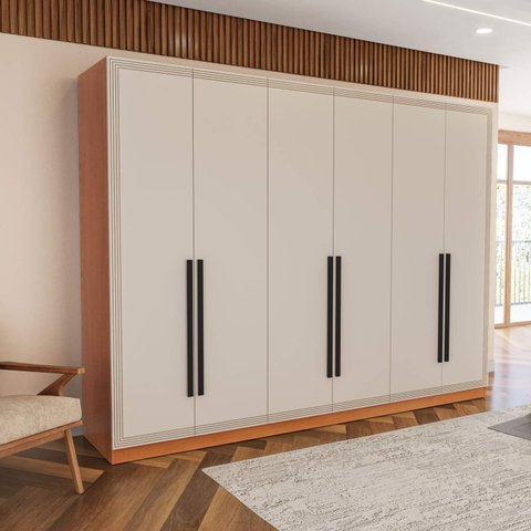 Guarda Roupa Casal 242,1cm com 6 Portas e 4 Gavetas 240834 Valência Politorno Móveis