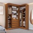 Ver imagem 1 de Closet Casal Modulado Andorra 4 Gavetas 12 Prateleiras Freijó/Branco - Pnr Móveis