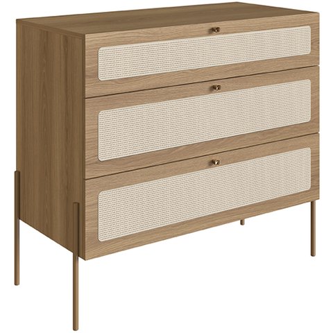 Cômoda com 03 Gavetas para Quarto Closet Industrial Indy A03 Hanover Dourado - Lyam Decor