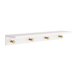 Prateleira Bia com Cabideiro Branco Fosco e Madeira Natural - 89cmx19cmx11cm Abra Cadabra - 1