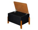 Ver imagem 4 de Puff Báu Retro Tampo em Madeira Premium para Sala e Quarto Recamier Moderno Closet Retro Cor Preto