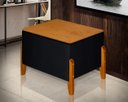 Ver imagem 2 de Puff Báu Retro Tampo em Madeira Premium para Sala e Quarto Recamier Moderno Closet Retro Cor Preto