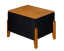Ver imagem 1 de Puff Báu Retro Tampo em Madeira Premium para Sala e Quarto Recamier Moderno Closet Retro Cor Preto