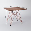 Ver imagem 3 de Mesa Jantar Quadrada Com 4 Cadeiras Pretas Eames Eiffel Base De Ferro Cobre Tampo Amêndoa 90cm