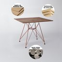 Ver imagem 2 de Mesa Jantar Quadrada Com 4 Cadeiras Pretas Eames Eiffel Base De Ferro Cobre Tampo Amêndoa 90cm