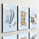 Ver imagem 1 de Kit 3 Quadro Decorativo Quarto Meninos Bebê Infantil Azul 28x20