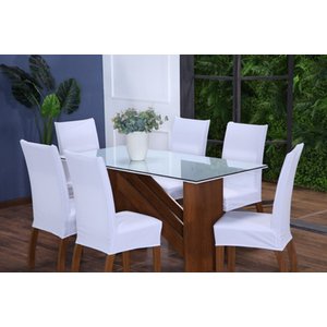 Kit de Capas de Cadeira Estofada 4 Lugares Mesa de Jantar Protege Muda a Decoração Malha Helanca Lis