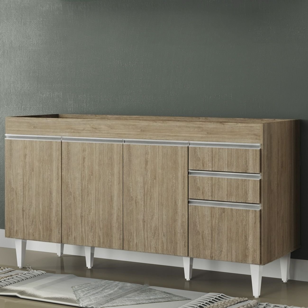 Balcão de Cozinha para Pia 150cm sem Tampo Marrocos Castanho - Lumil