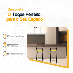 Kit 2 Banquetas para Balcão Bancada Cozinha Bistrô Ilhas Gourmet Bares Banco Flórida Preta - 3