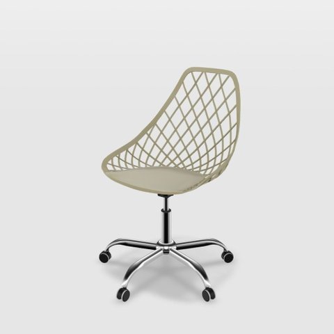 Cadeira Kaila Nude Polipropileno Base Office Cromada para Sala de Estudo e Ambiente de Trabalho