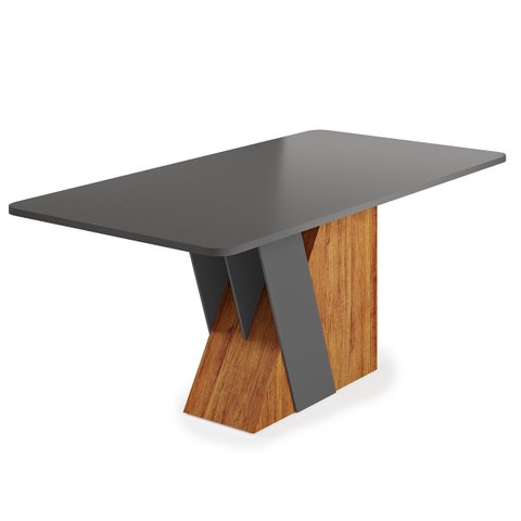 Mesa de Jantar 6 Lugares Retangular Tampo de MDF Xangai Cobre/Cinza - Casa Giulia