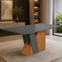 Ver imagem 2 de Mesa de Jantar 6 Lugares Retangular Tampo de MDF Xangai Cobre/Cinza - Casa Giulia