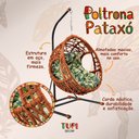 Ver imagem 3 de Poltrona Ninho em Aço e Corda Náutica Terracota Pataxó com Suporte e Almofada Estampa Folha Verde