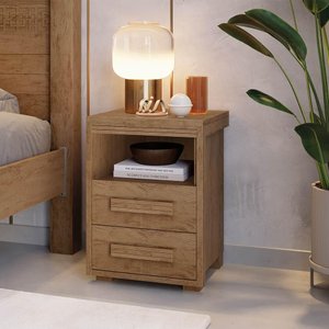 Mesinha para Cabeceira 2 Gavetas 1 Nicho Castanho Tóquio Fênix