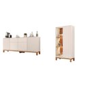 Ver imagem 2 de Conjunto Buffet e Cristaleira 4 Portas Ripadas com LED Mondrian Off White