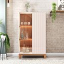 Ver mais imagens de Conjunto Buffet e Cristaleira 4 Portas Ripadas com LED Mondrian Off White