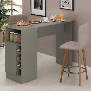 Bancada de Cozinha Mesa Gourmet 136 Cm Nicho Adega MDP Cinza - ClickLar