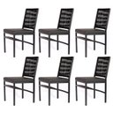 Ver imagem 1 de Kit 6 Cadeira Corda Náutica Preta Assento Corino Preto - Cadeira Royal