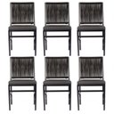 Ver imagem 2 de Kit 6 Cadeira Corda Náutica Preta Assento Corino Preto - Cadeira Royal