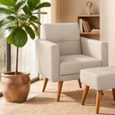 Ver imagem 4 de Kit Poltrona Decorativa com Puff Pequim Veludo Matrix Cor:veludo Bege