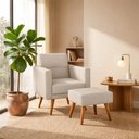 Ver imagem 5 de Kit Poltrona Decorativa com Puff Pequim Veludo Matrix Cor:veludo Bege
