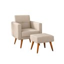 Ver imagem 1 de Kit Poltrona Decorativa com Puff Pequim Veludo Matrix Cor:veludo Bege
