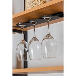 Suporte Porta 3 Taças de Vinho Preto Parede Armário Pendurad - 3