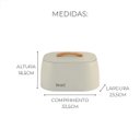 Ver mais imagens de Porta Pão de Metal com Alça de Bambu Bege 23,5x33,5x18,5cm