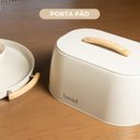 Ver imagem 1 de Porta Pão de Metal com Alça de Bambu Bege 23,5x33,5x18,5cm