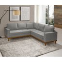 Ver imagem 1 de Sofá de Canto Living 5 Lug. Toronto com Base Retro Madeira de Reflorestamento - Veludo Cinza