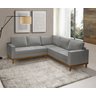 Sofá de Canto Living 5 Lug. Toronto com Base Retro Madeira de Reflorestamento - Veludo Cinza - 1