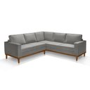 Ver imagem 3 de Sofá de Canto Living 5 Lug. Toronto com Base Retro Madeira de Reflorestamento - Veludo Cinza