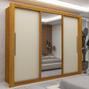 Ver imagem 1 de Guarda-Roupa Casal 3 Portas com 1 Porta Espelho 100% MDF Roma